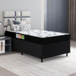 Imagem de Cama Box Solteiro Colchão Espuma 88x188x50cm Polar Branco / Preto