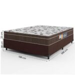 Imagem de Cama Box Casal Colchão Espuma Orthoface Polar 138x188x25cm Marrom - Suporta Até 120kg Por Pessoa