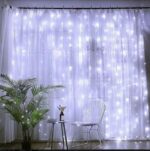 Imagem de Cortina Led Decoração 3x3m 300 Leds Branca Fria Bivolt Enfeite natalino Decoração casamento pisca pisca fio de fada quarto sala natal festa